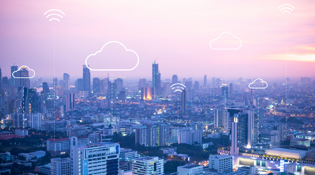 Vista de una ciudad tecnológica